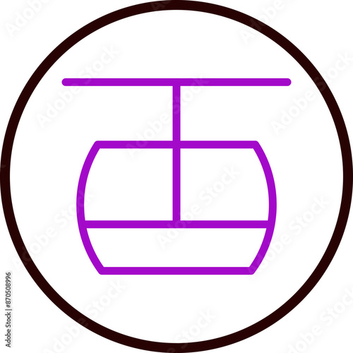 Cable car Vector Line Purple Circle Black