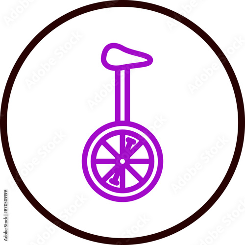 Unicycle Vector Line Purple Circle Black
