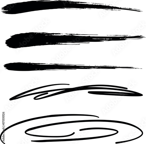Black brush stroke lines on white, perfect for art, design, or decorative purposes.
