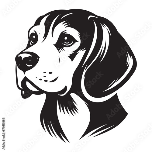 beautiful beagle dog, vector black color silhouette
