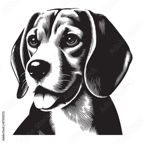 beautiful beagle dog, vector black color silhouette