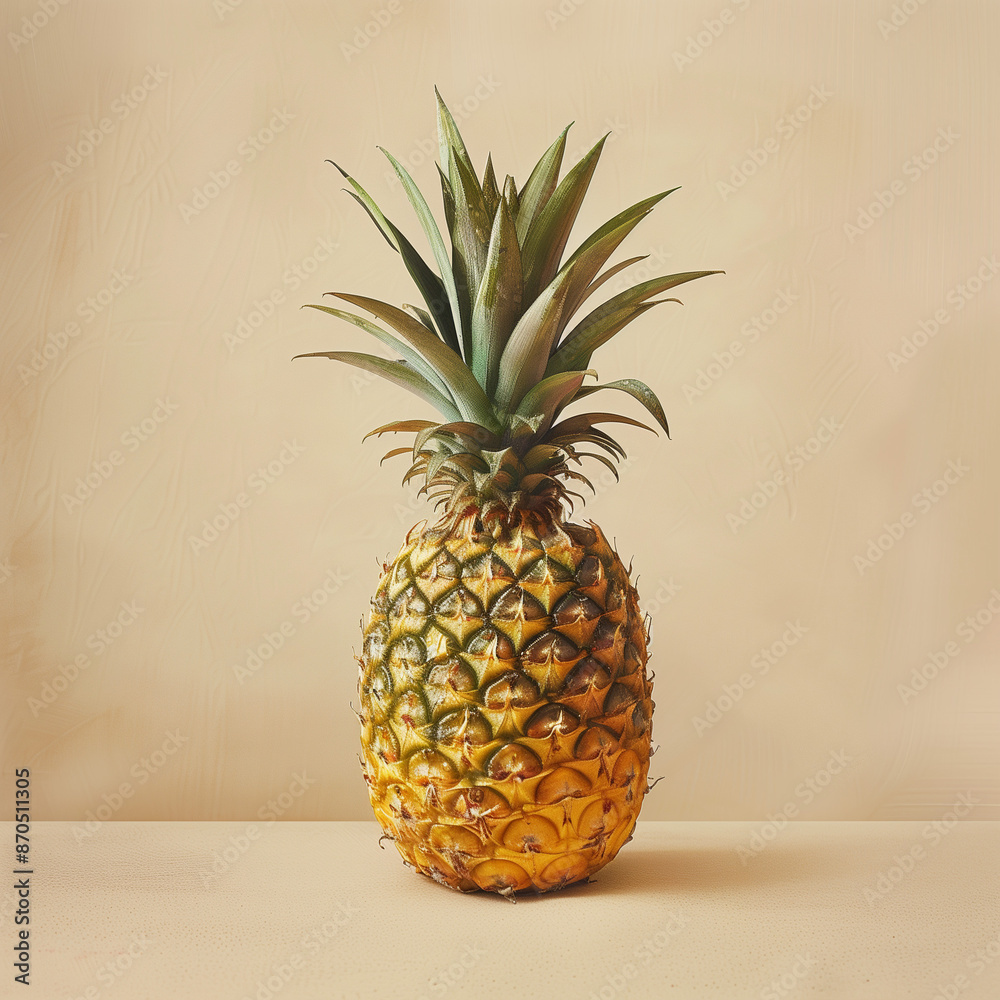 One whole Fresh pineapple with green leaves on light background for advertising photography high quality details and Ultra HD fruit One whole Fresh pineapple with green leaves on light background for advertising photography high quality details and Ultra HD fruit