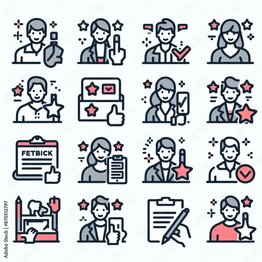 set of icons, business icons set, business people icons, Feedback, testimonial, customer thin line icons. Editable stroke. For website marketing design, logo, app, template, etc. Vector set of icons, business icons set, business people icons, Feedback, testimonial, customer thin line icons. Editable stroke. For website marketing design, logo, app, template, etc. Vector