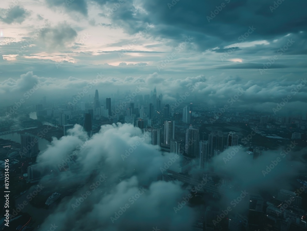 Cityscape with cloudy sky Cityscape with cloudy sky