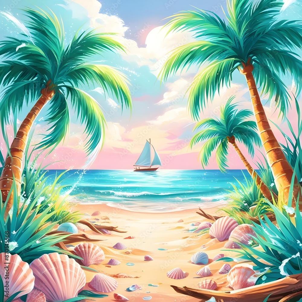 beach with palm trees beach with palm trees