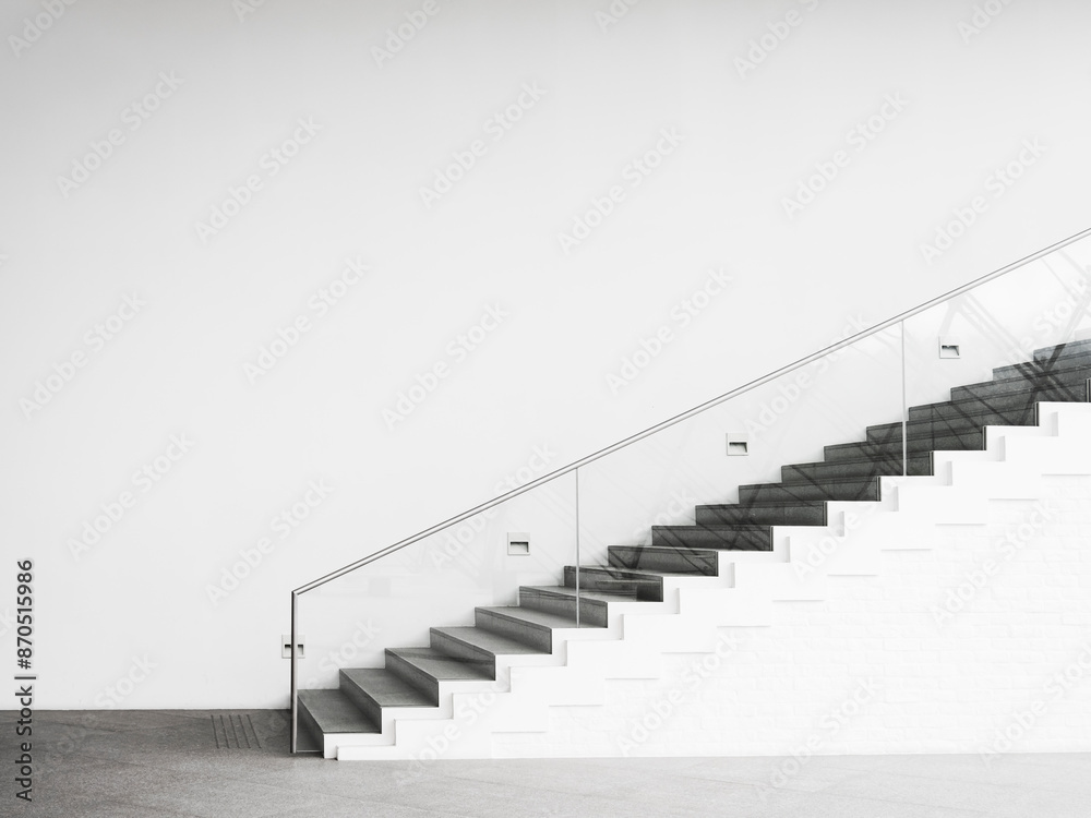 Fototapeta premium Stair step interior building white background minimal Architecture details