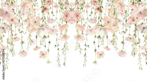 Fototapeta Naklejka Na Ścianę i Meble -  PNG Delicate hanging pastel flowers illustration