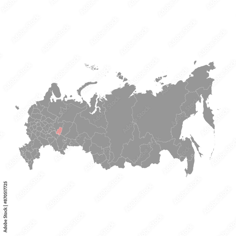 Udmurtia map, administrative division of Russia. Vector illustration. Udmurtia map, administrative division of Russia. Vector illustration.