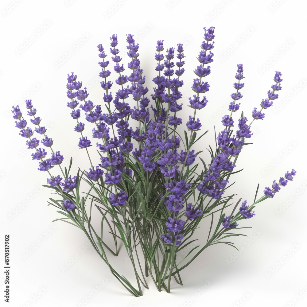 Naklejka premium Fragrant lavender sprigs, isolated, on white background