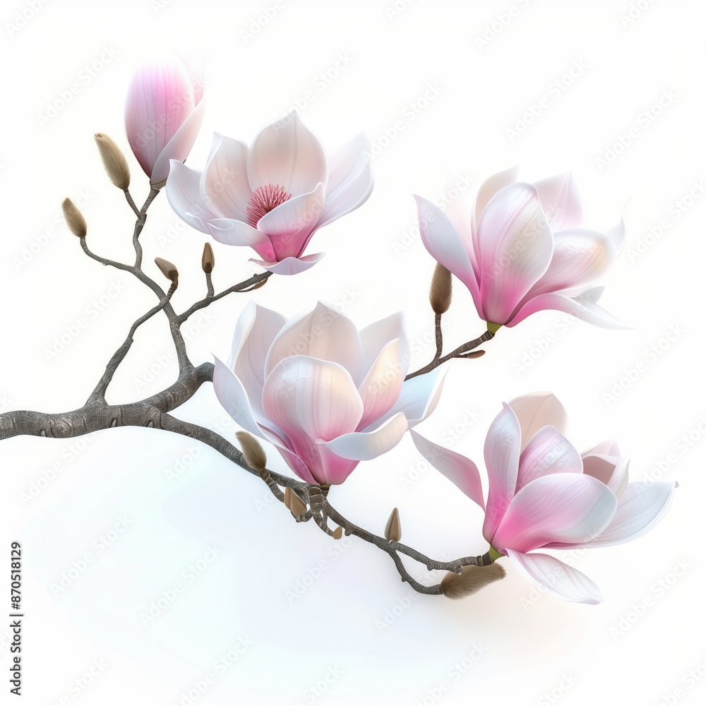 Magnolia blossoms, isolated, on white background Magnolia blossoms, isolated, on white background
