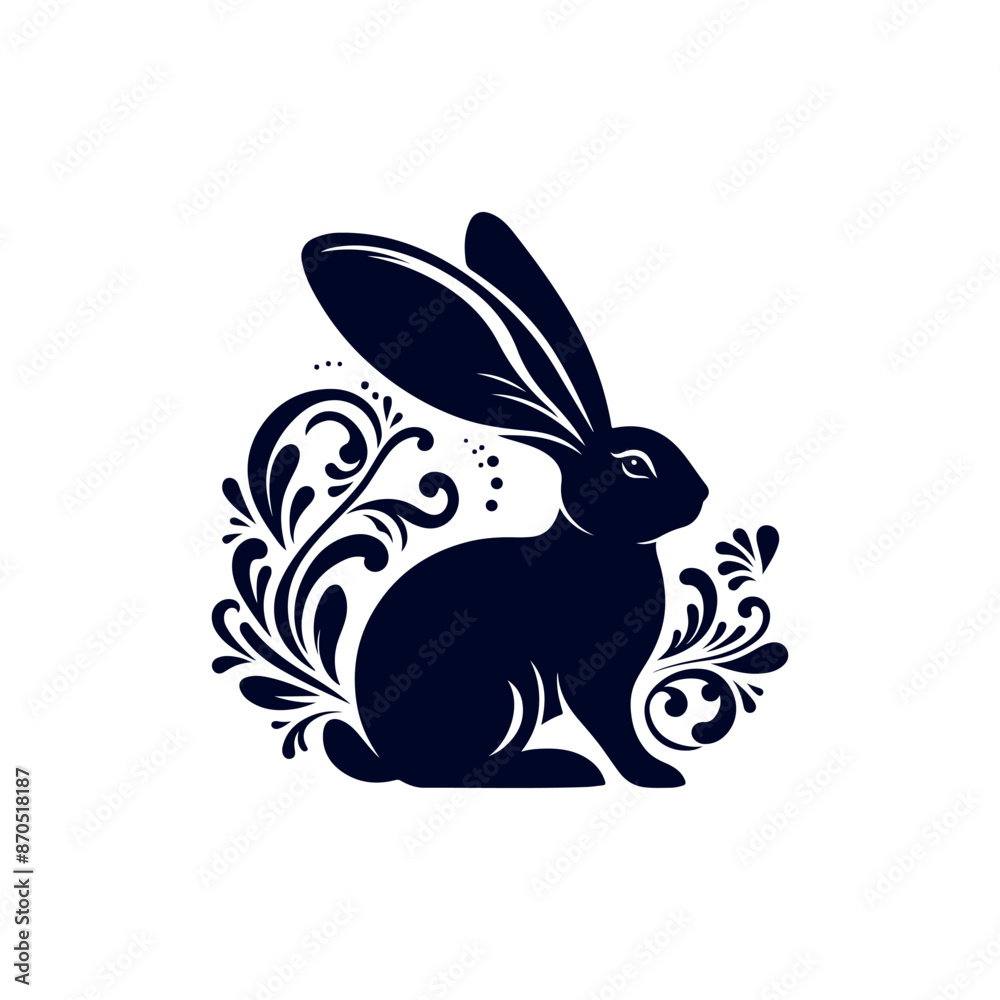 Obraz premium vector rabbit black silhouette icon design illustration template