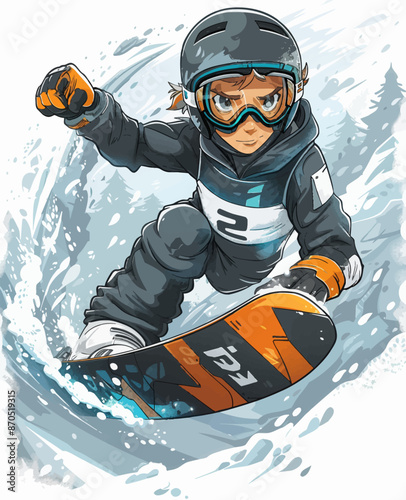 Hand drawn baby ski illustration