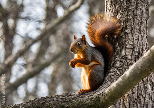 Curious Squirrel Perched on a Tree Branch