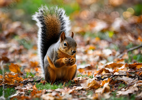 Squirrel in Autumn Leaves