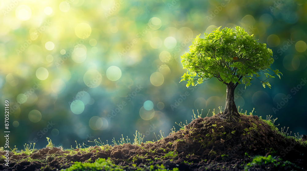 Small tree on a hill with bokeh background Small tree on a hill with bokeh background