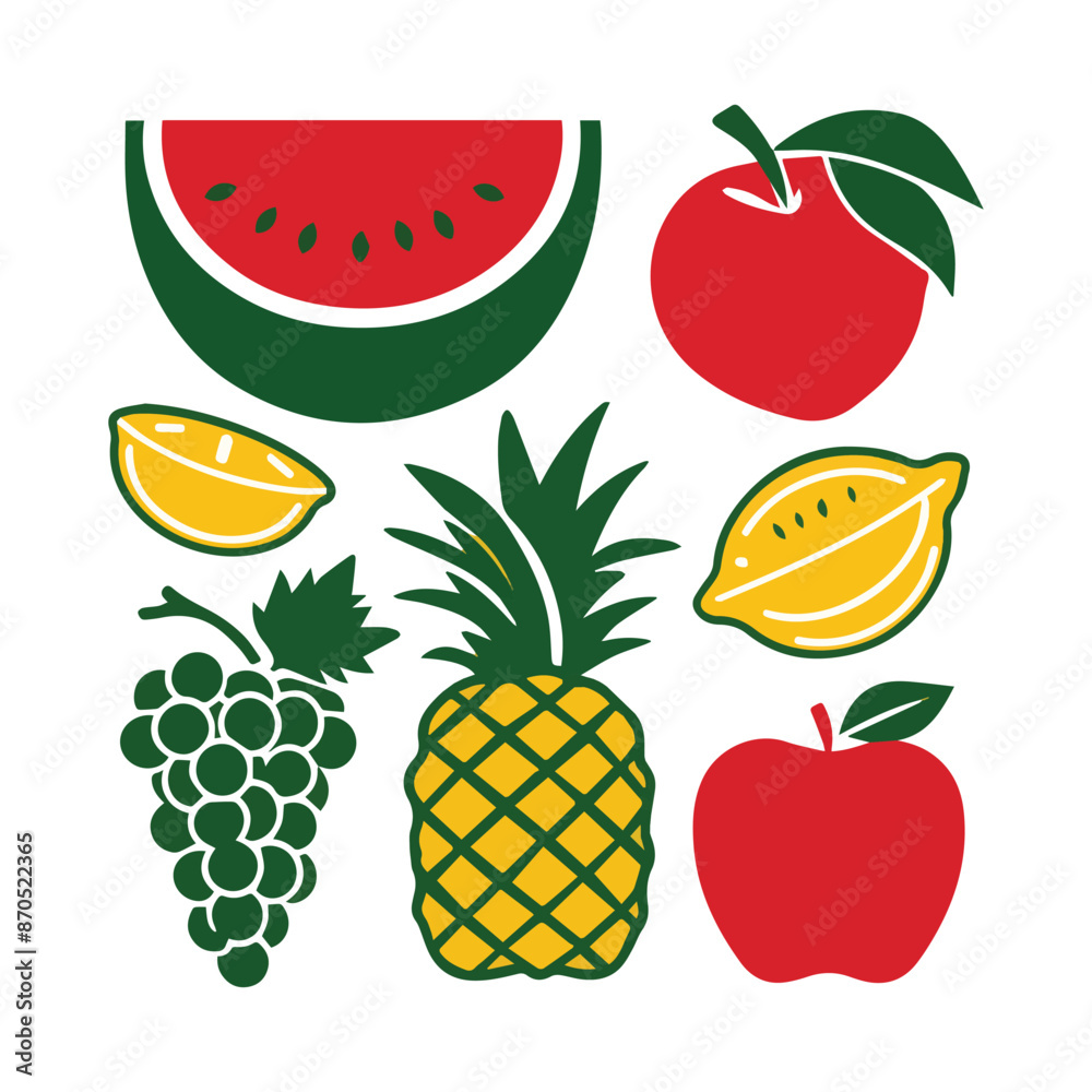 set of fruits and berries set of fruits and berries