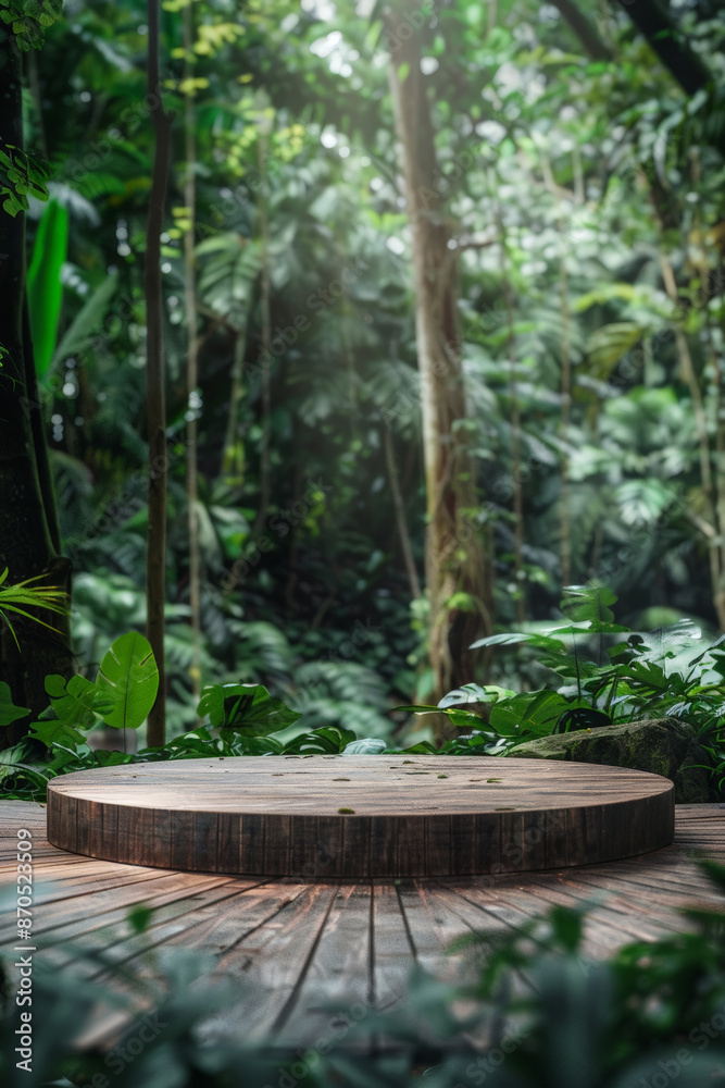 Wooden Podium in Tropical Forest Setting Wooden Podium in Tropical Forest Setting