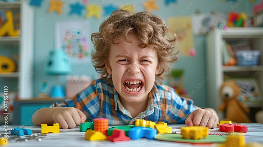 crying boy playing with blocks crying boy playing with blocks
