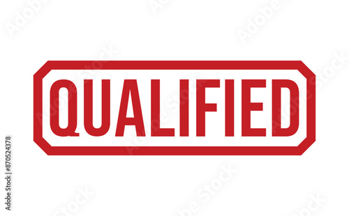 Qualified red rubber stamp vector design.