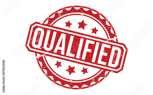 Qualified red rubber stamp vector design.