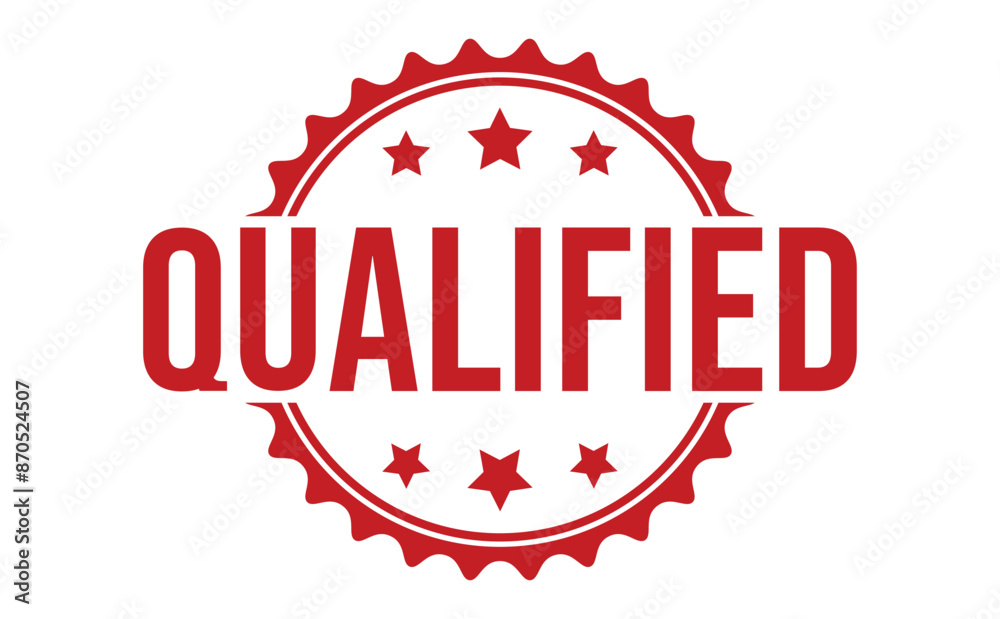 Obraz premium Qualified rubber stamp on white background. Qualified Stamp.