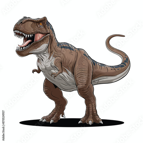 Tyrannosaurus rex or t rex dinosaur isolated on white. Comic style vector