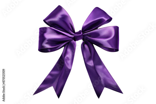Purple ribbon bow isolated on transparent background