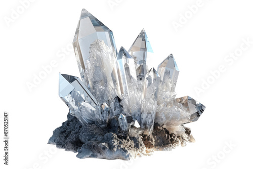 Quartz cristal rocks isolated on transparent background