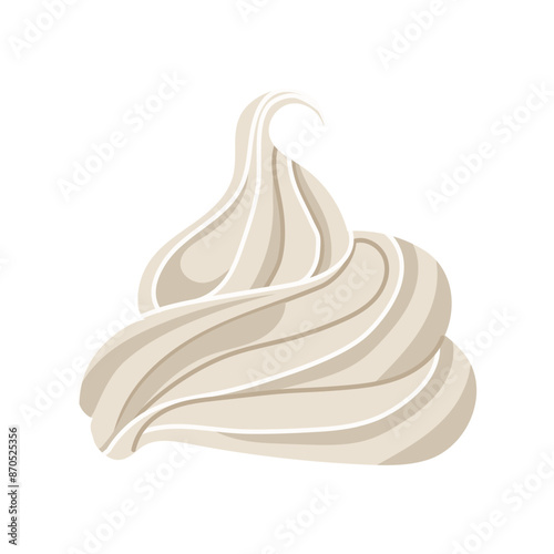 Whipped Cream swirl isolated on white background. Vector illustration.