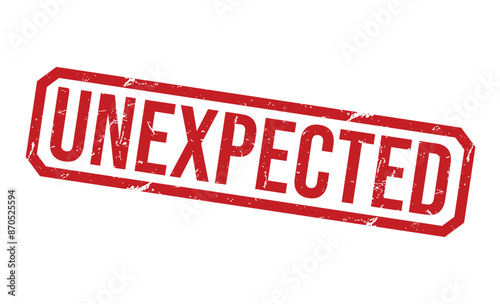 Unexpected Red rubber stamp on white background. Unexpected stamp sign. Unexpected stamp.