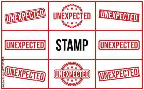 Unexpected rubber stamp on white background. Unexpected Stamp.