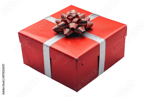 Red gift box isolated on transparent background
