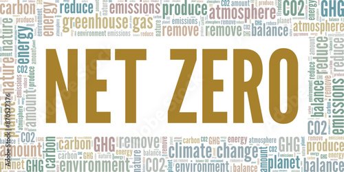 Net Zero word cloud conceptual design isolated on white background.