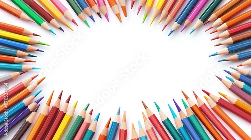 Colorful Back To School Background with Colored Pencils in a Circular Arrangement