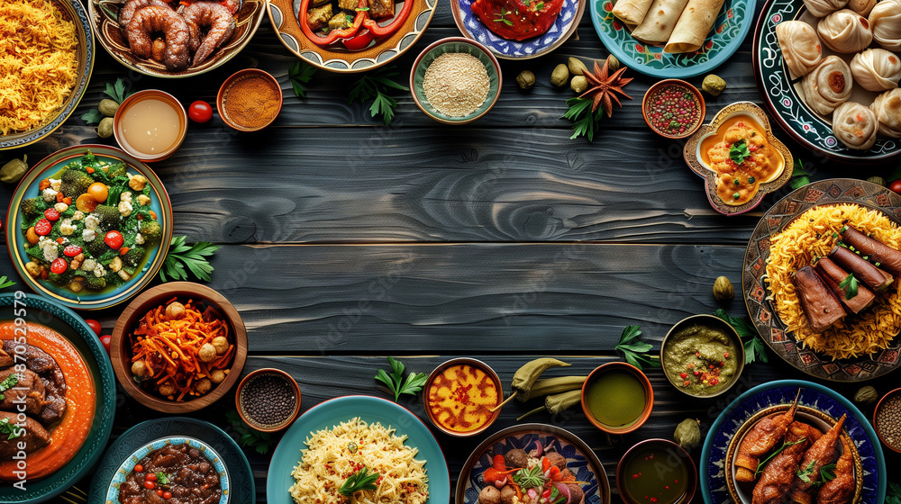 Iftar meal spread with traditional Ramadan foods
Iftar meal spread with traditional Ramadan foods
