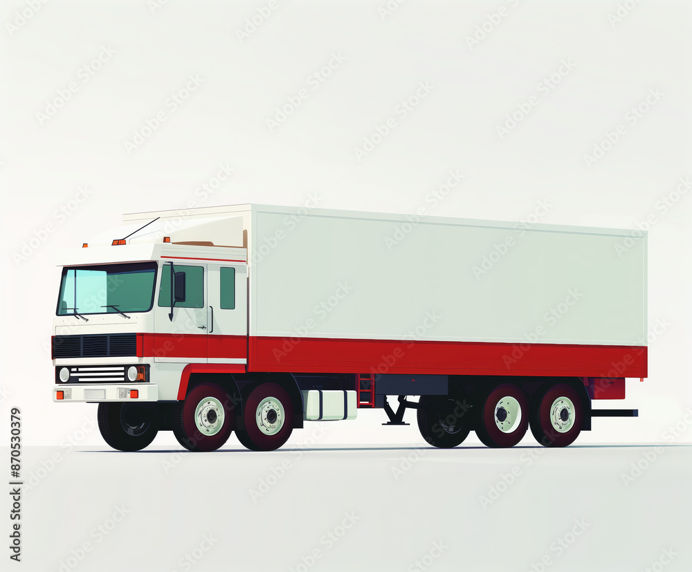 A high-quality illustration of a classic delivery truck, featuring a red cab and a white cargo area. A high-quality illustration of a classic delivery truck, featuring a red cab and a white cargo area.
