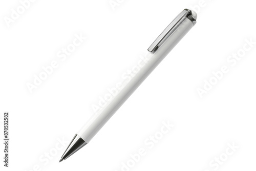 White ballpoint pen isolated on transparent background