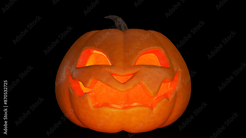 Jack o lantern glowing in the dark on black background. Scary Halloween pumpkin smiling. Jack o lantern glowing in the dark on black background. Scary Halloween pumpkin smiling.