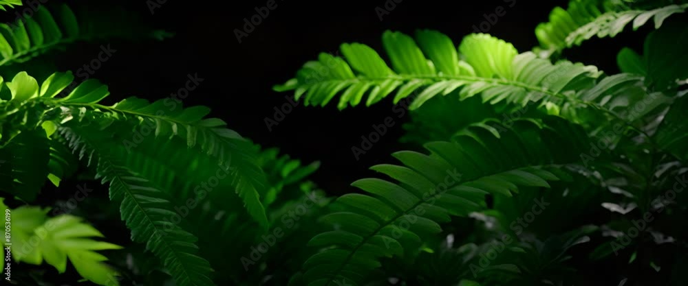 The charm of lush green plants on a dark black background The charm of lush green plants on a dark black background