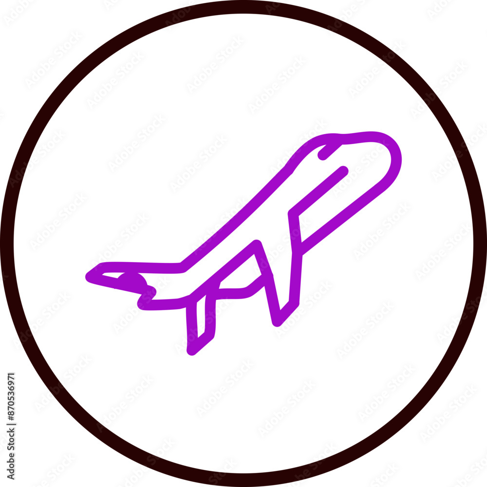 Airplane Vector Line Purple Circle Black