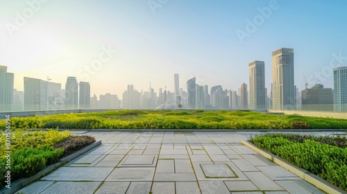 Urban Green Roof Initiative, morning, panoramic view