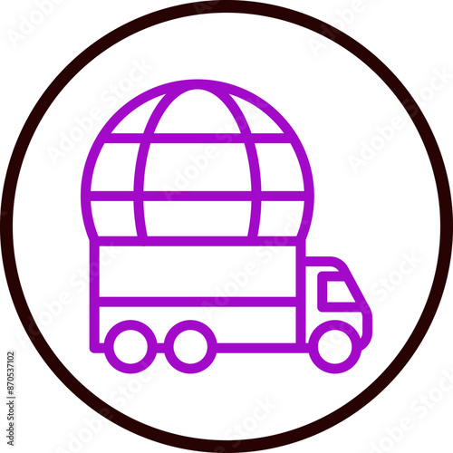 Globe (for international delivery) Vector Line Purple Circle Black