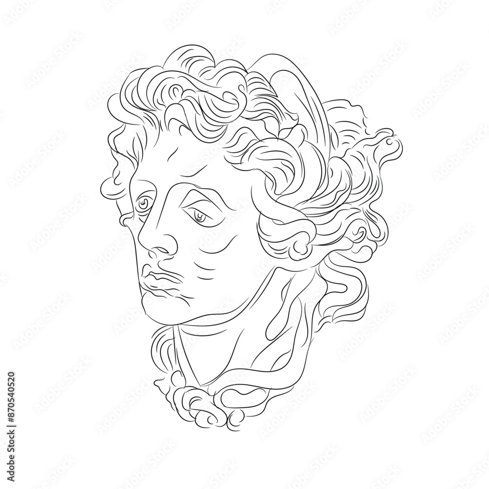 One line EASCHEER Greek Mythology Statue Figurine, Head of Medusa One line EASCHEER Greek Mythology Statue Figurine, Head of Medusa