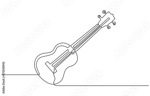 Continuous one line drawing of a guitar, Guitar one line art. Continuous line drawing of musical, equipment, song, guitar, electric, melody, rock, volume, chord, bass, acoustic with an inscription, 