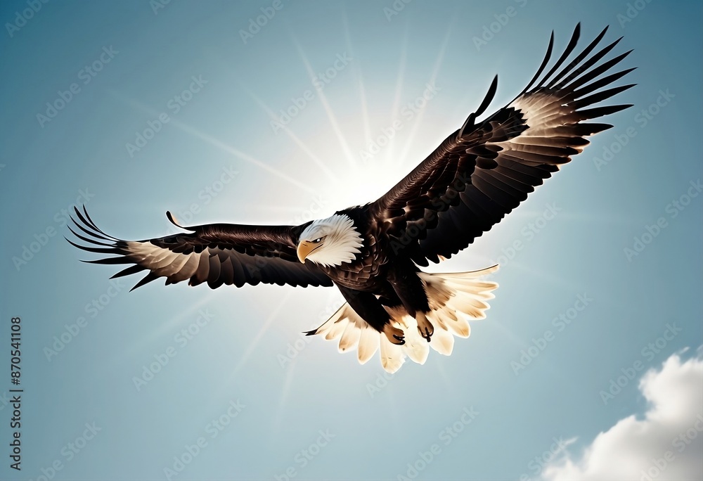 Fototapeta premium Majestic Eagle and Billowing American Flag