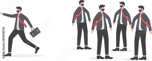 Leave alone from the crowd, Concept business vector illustration


