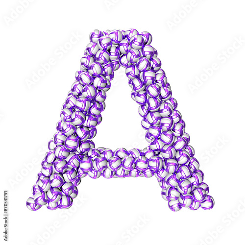 Symbol made of purple volleyballs. letter a