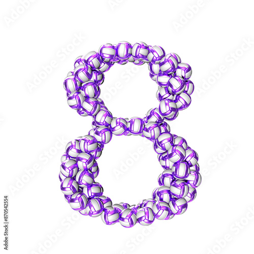 Symbol made of purple volleyballs. number 8
