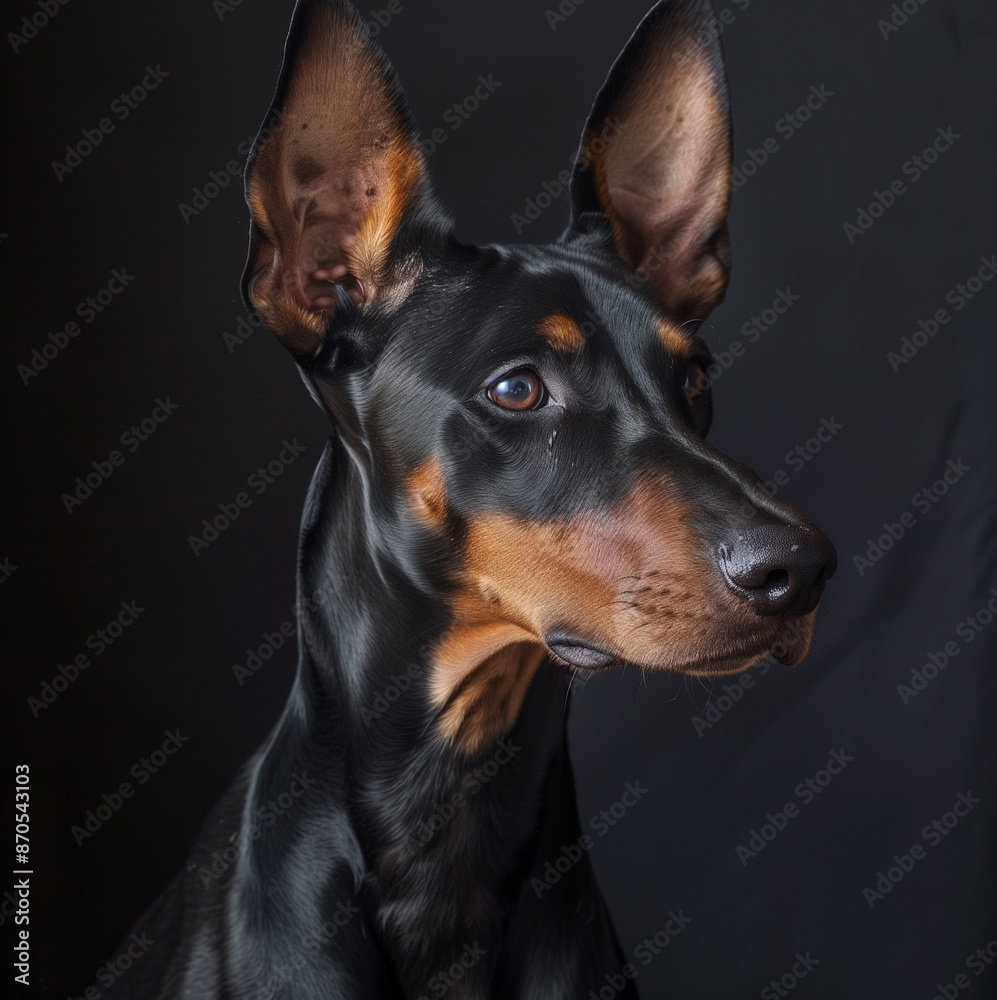 Doberman portrait highlighted Doberman portrait highlighted