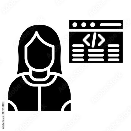 Citizen Developer Female vector icon. Can be used for No Code iconset.